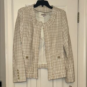 Nannette Lepore Women's Beige gold Plaid Blazer L, brand new with tag